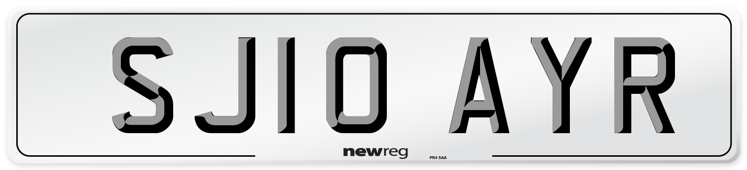 SJ10 AYR Number Plate from New Reg